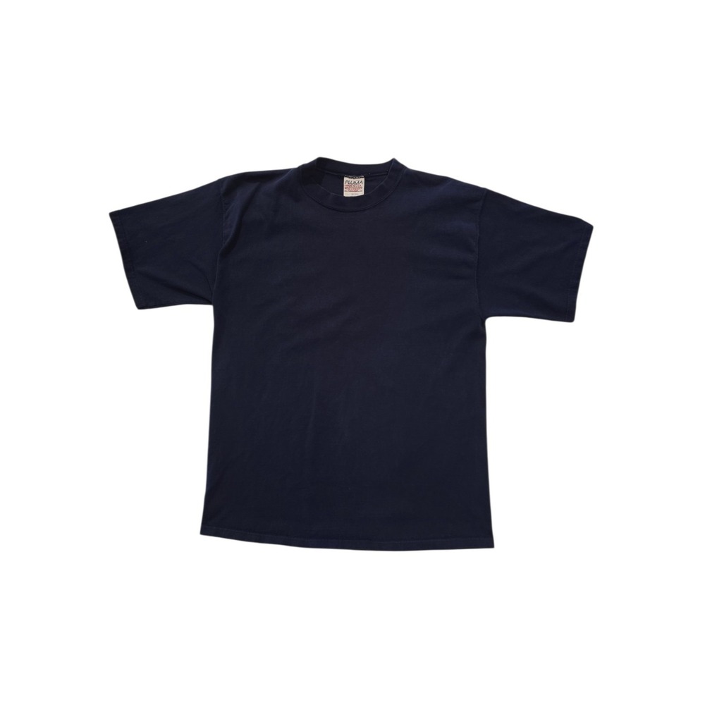 Vintage PLUMA Heavyweight Blank T Shirt USA Made Navy Blue Mens Large 90s
